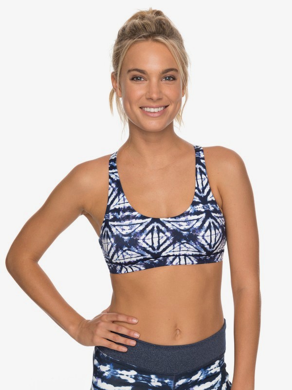 roxy, Spirit Sports Bra, DRESS BLUES GEOMETRIC FEELING (btk8) 0 Spirit Sports Bra Blue ERJKT03387 Roxy