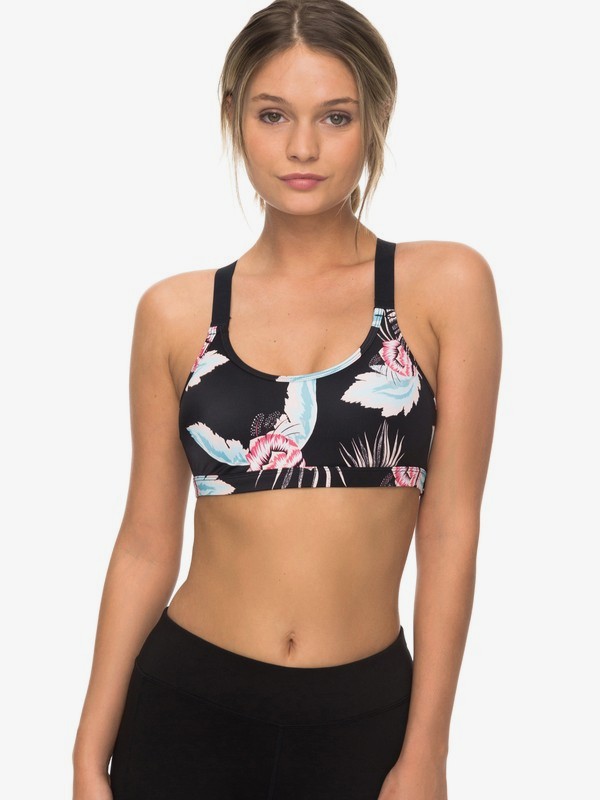 roxy, Lhassa 3 - Brassière de sport pour Femme, ANTHRACITE MIDDLE ISLAND SMALL (kvj7) 0 Lhassa 3 - Brassière de sport pour Femme Noir ERJKT03405 Roxy