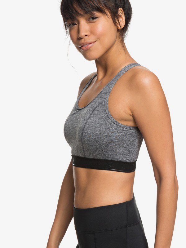 roxy, Stay Motivated Sports Bra, CHARCOAL HEATHER (ktah) 0 Stay Motivated Sports Bra Black ERJKT03448 Roxy