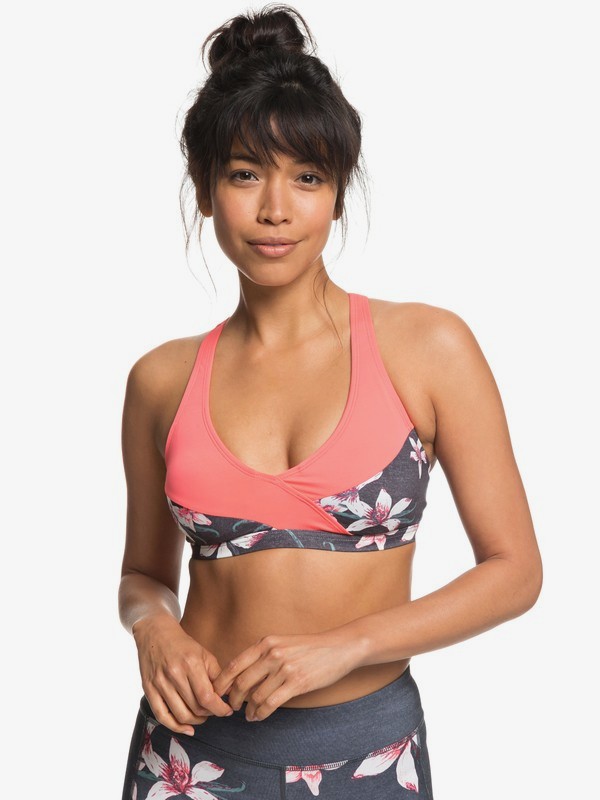 roxy, Next To You - Brassière de sport pour Femme, CHARCOAL HEATHER FLOWER FIELD (kpg6) 0 Next To You - Brassière de sport pour Femme Noir ERJKT03449 Roxy