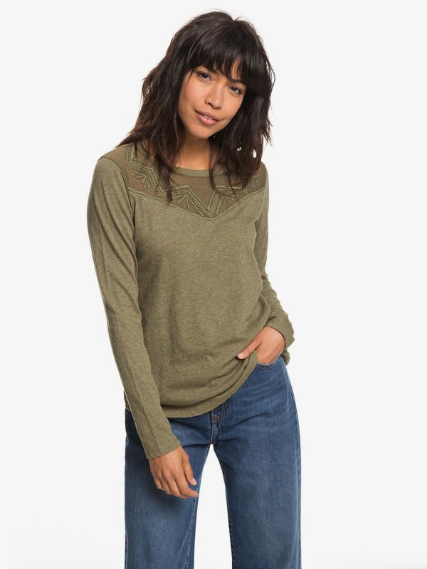 roxy, Blossom Day - Long Sleeve Top for Women, BURNT OLIVE (gpz0) 0 Blossom Day - Long Sleeve Top for Women Green ERJKT03460 Roxy