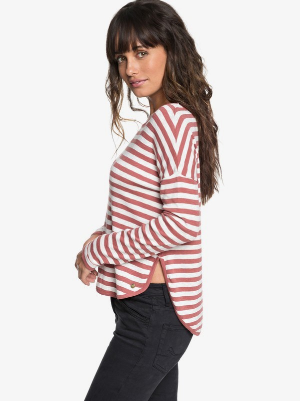 roxy, Curious Direction - T-shirt à manches longues pour Femme, WHITERED ROSE BIG SIMPLE STRIP (mmg1) 0 Curious Direction - T-shirt à manches longues pour Femme Rose ERJKT03464 Roxy