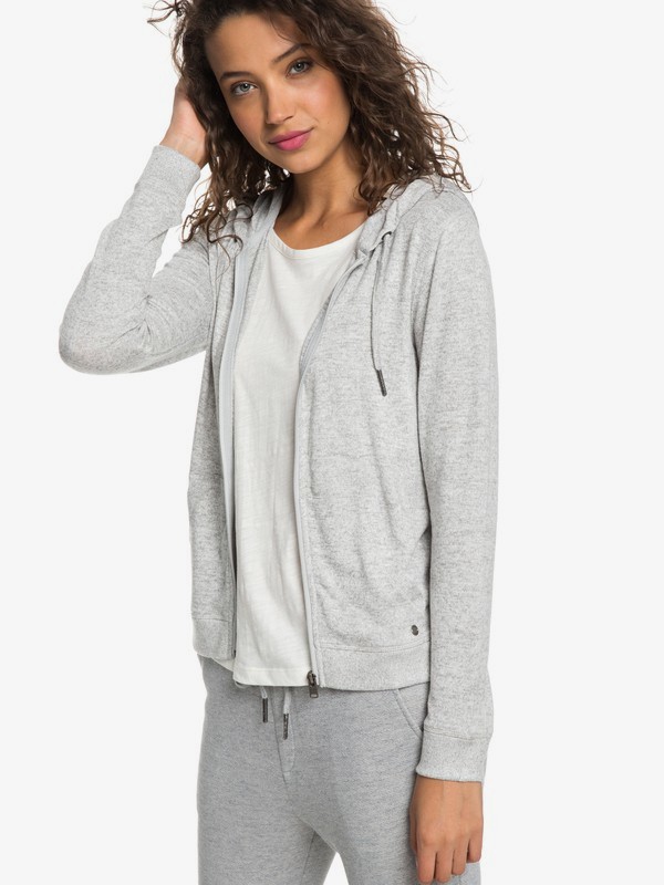 roxy, Cozy Zip-Up Hoodie, HERITAGE HEATHER (sgrh) 0 Cozy Zip-Up Hoodie Grey ERJKT03491 Roxy
