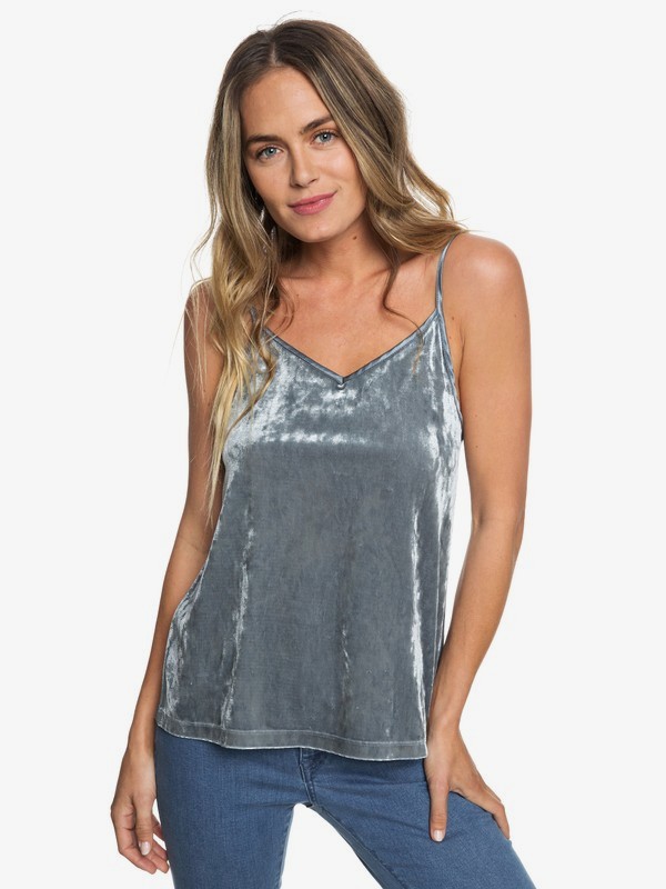 roxy, You Are Pretty Strappy Velvet Top, TURBULENCE (kym0) 0 You Are Pretty Strappy Velvet Top Black ERJKT03495 Roxy