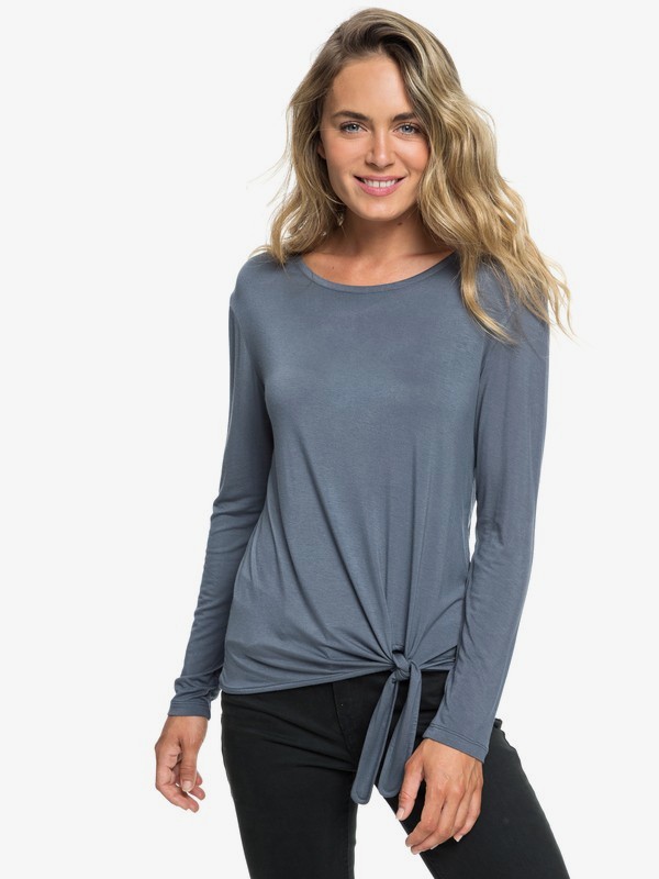 roxy, Make Me Smile Long Sleeve Tee, TURBULENCE (kym0) 0 Make Me Smile Long Sleeve Tee Black ERJKT03497 Roxy