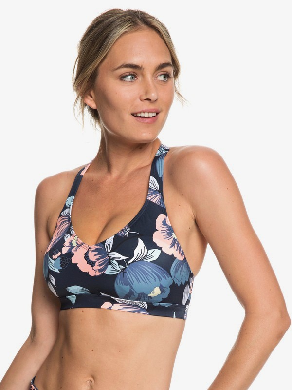 roxy, Nova Vida - Brassière de sport UPF 50 pour Femme, DRESS BLUES FULL FLOWERS FIT (xbbm) 0 Nova Vida - Brassière de sport UPF 50 pour Femme Bleu ERJKT03499 Roxy
