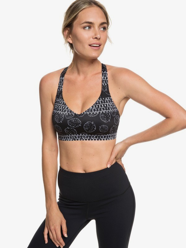 roxy, Nova Vida - Brassière de sport UPF 50 pour Femme, ANTHRACITE SUPER GEO PALMS (xwkw) 0 Nova Vida - Brassière de sport UPF 50 pour Femme Blanc ERJKT03499 Roxy