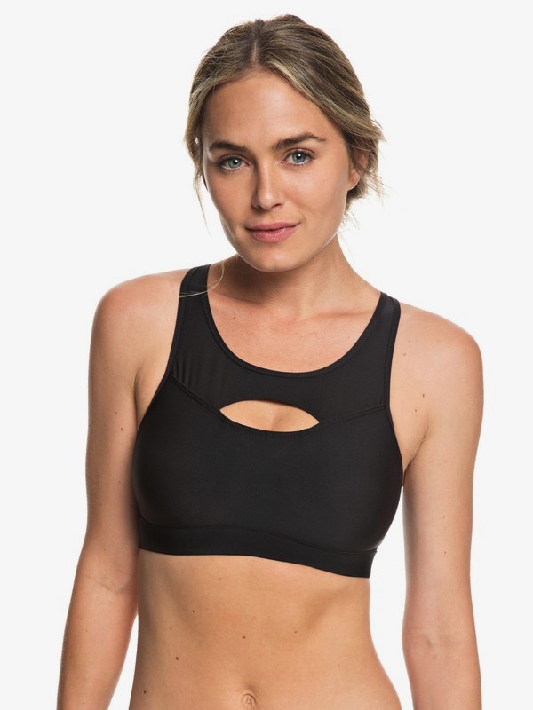 roxy, Intuition First - Brassière de sport pour Femme, TRUE BLACK (kvj0) 0 Intuition First - Brassière de sport pour Femme Noir ERJKT03501 Roxy