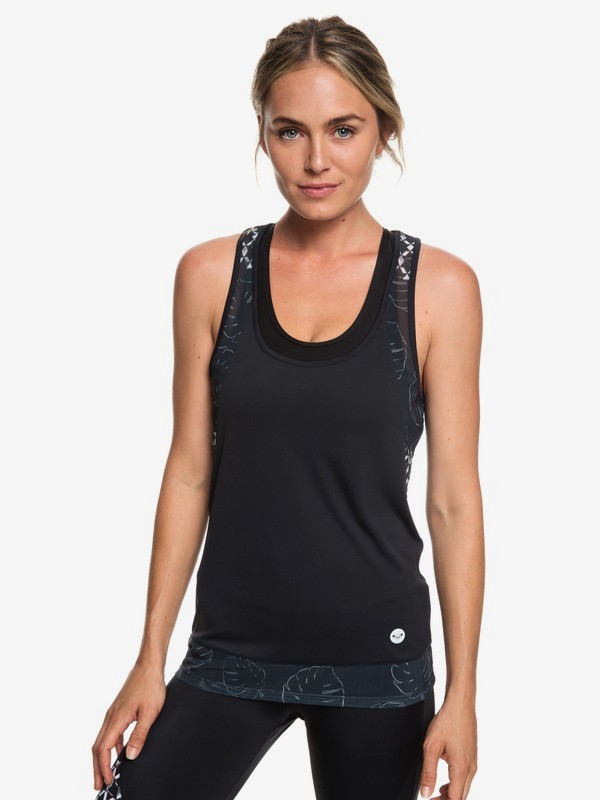 roxy, Liquid Sunshine - Débardeur de sport pour Femme, ANTHRACITE SUPER GEO PALMS (xwkw) 0 Liquid Sunshine - Débardeur de sport pour Femme Blanc ERJKT03506 Roxy