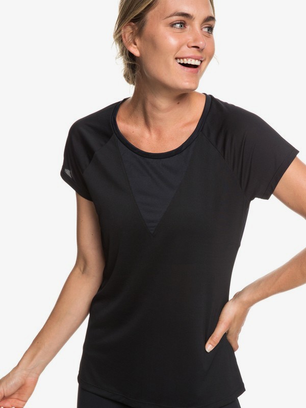 roxy, Chasing Sunset - T-shirt de running pour Femme, TRUE BLACK (kvj0) 0 Chasing Sunset - T-shirt de running pour Femme Noir ERJKT03508 Roxy