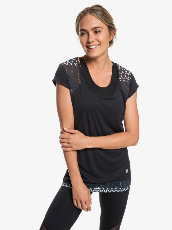 roxy, Liquid Sunshine - T-shirt de sport pour Femme, ANTHRACITE SUPER GEO PALMS (xwkw) 0 Liquid Sunshine - T-shirt de sport pour Femme Blanc ERJKT03511 Roxy