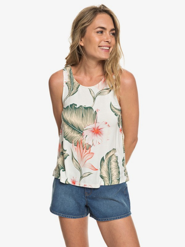 roxy, Vast Sky Strappy Top, MARSHMALLOW TROPICAL LOVE (wbt7) 0 Vast Sky Strappy Top White ERJKT03518 Roxy