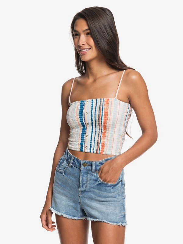 roxy, Peaceful Beach Strappy Peplum Top, MARSHMALLOW RIVER (wbt4) 0 Peaceful Beach Strappy Peplum Top White ERJKT03549 Roxy