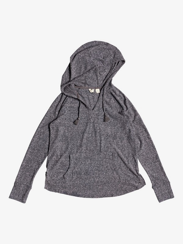 roxy, Long Night Hooded Long Sleeve Top, ANTHRACITE (kvj0) 0 Long Night Hooded Long Sleeve Top Black ERJKT03561 Roxy