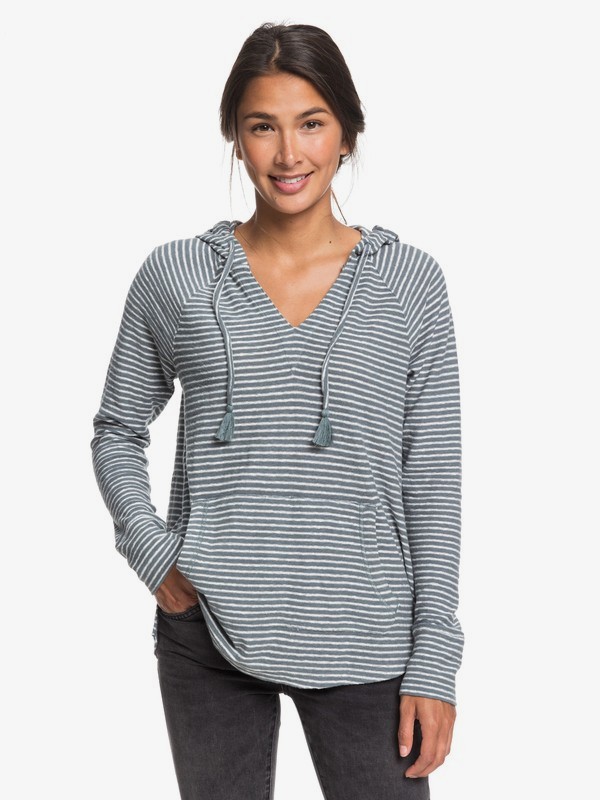 roxy, Long Night Hooded Long Sleeve Top, TROOPER MARINA STRIPES (bln3) 0 Long Night Hooded Long Sleeve Top Blue ERJKT03562 Roxy