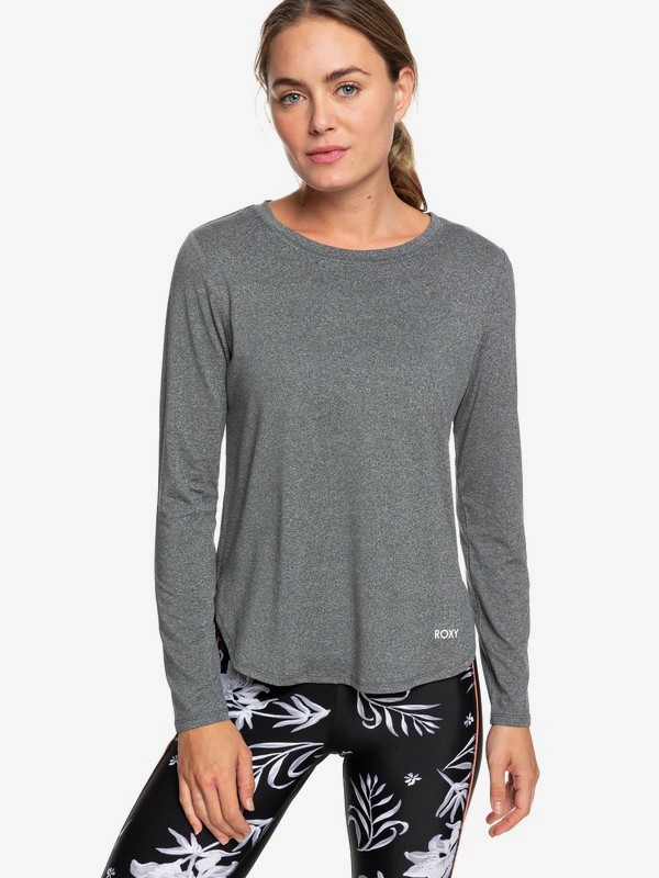 roxy, Shine On Me - Haut de sport manches longues pour Femme, CHARCOAL HEATHER (kte1) 0 Shine On Me - Haut de sport manches longues pour Femme Noir ERJKT03584 Roxy