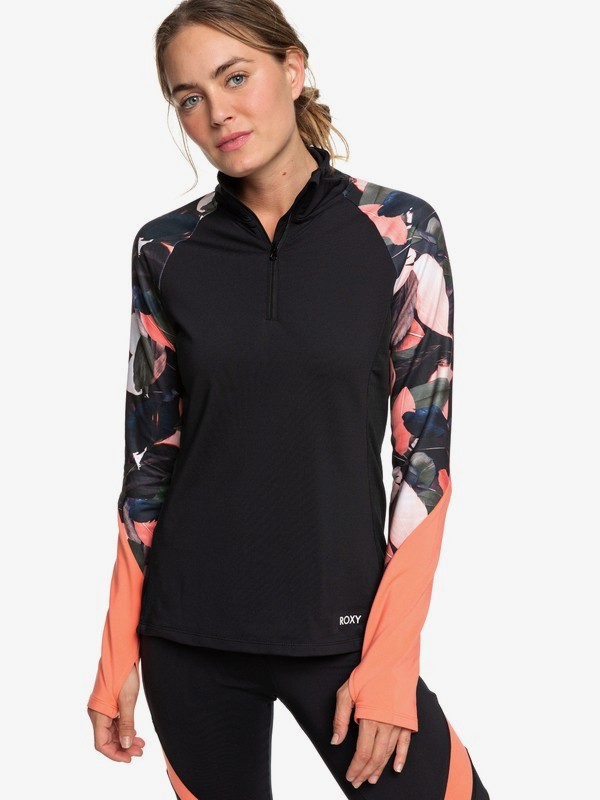 roxy, Lead By The Slopes - Haut technique col montant à manches longues et demi-zip pour Femme, LIVING CORAL PLUMES (mjl6) 0 Lead By The Slopes - Haut technique col montant à manches longues et demi-zip pour Femme Rose ERJKT03585 Roxy