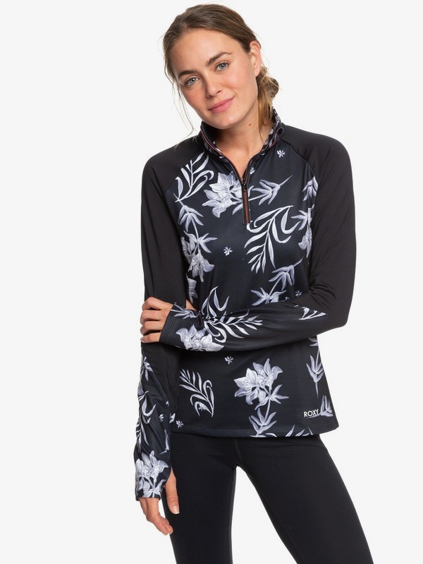roxy, Lead By The Slopes - Haut technique col montant à manches longues et demi-zip pour Femme, TRUE BLACK FULL BICOLYS (xkww) 0 Lead By The Slopes - Haut technique col montant à manches longues et demi-zip pour Femme Multicouleurs ERJKT03585 Roxy