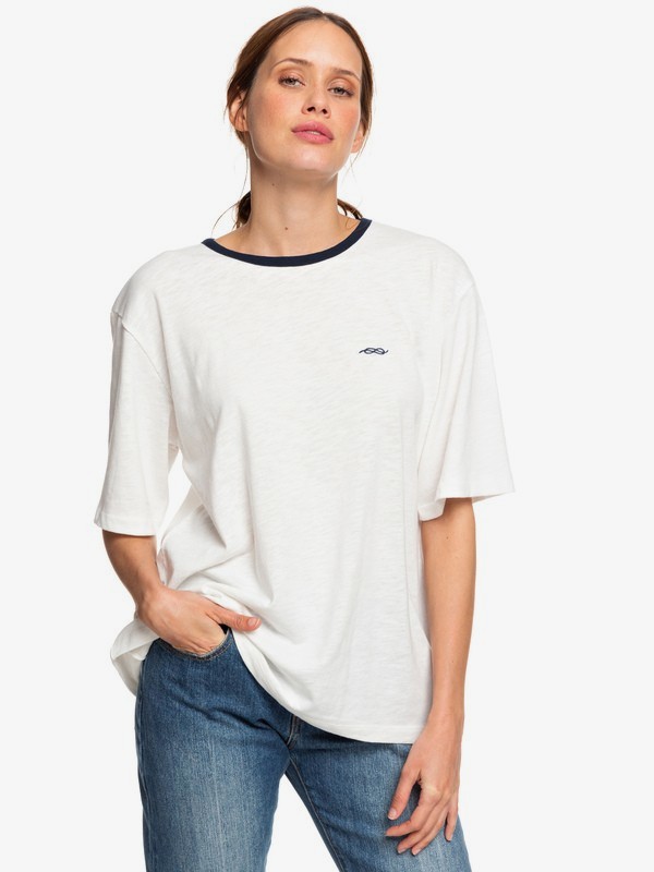 roxy, Sister A Day In My Life Boyfriend T Shirt, MARSHMALLOW (wbt0) 0 Sister A Day In My Life Boyfriend T Shirt White ERJKT03594 Roxy