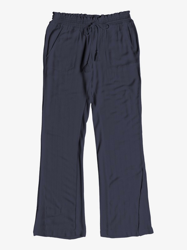 roxy, Oceanside Flared Linen Pants, CROWN BLUE (bqy0) 0 Oceanside Flared Linen Pants Blue ERJNP03184 Roxy