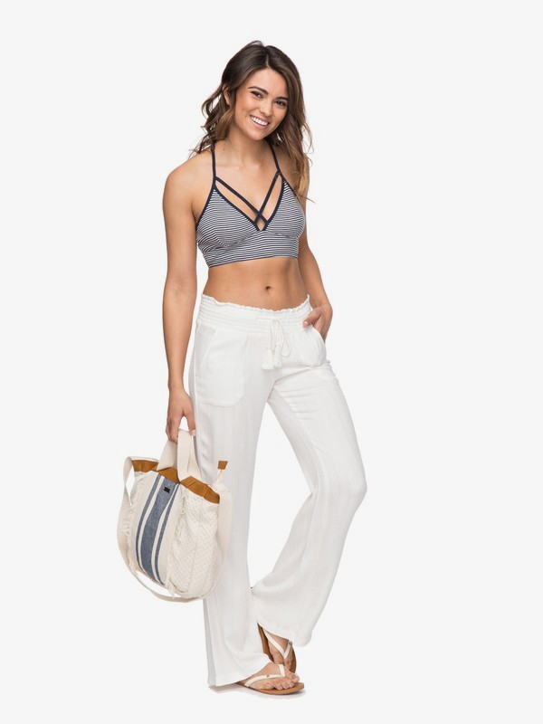 roxy, Oceanside Flared Linen Pants, MARSHMALLOW (wbt0) 0 Oceanside Flared Linen Pants White ERJNP03184 Roxy