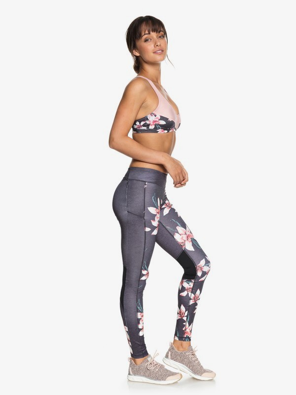 roxy, Леггинсы Spy Game, CHARCOAL HEATHER FLOWER FIELD (kpg6) 0 Леггинсы Spy Game Черный ERJNP03192 Roxy