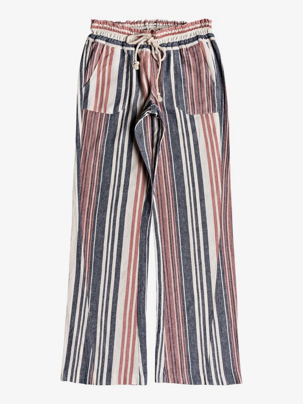 roxy, Pantalones de Lino Acampanados Oceanside, DESERT SAND NAUTICAL STRIPES V (mkt4) 0 Pantalones de Lino Acampanados Oceanside ERJNP03210 Roxy