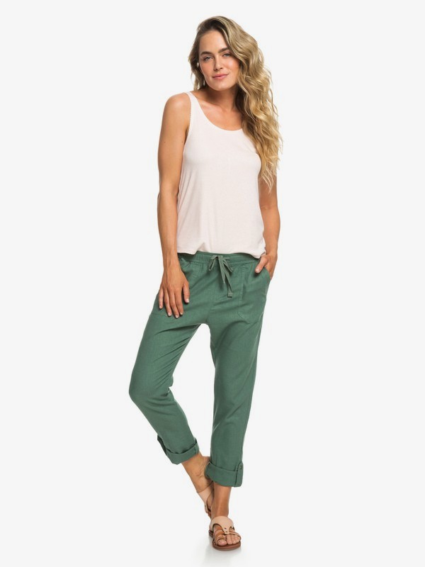 roxy, Symphony Lover New Linen Pants, DUCK GREEN (gpl0) 0 Symphony Lover New Linen Pants Green ERJNP03226 Roxy