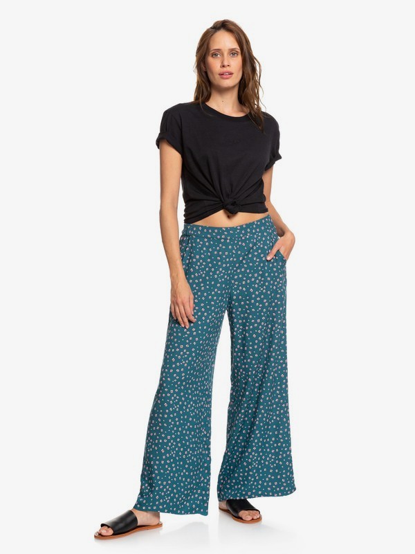 roxy, Midnight Avenue Wide Leg Viscose Pants, DRAGONFLY BABY BUBULLE (brb6) 0 Midnight Avenue Wide Leg Viscose Pants Blue ERJNP03227 Roxy