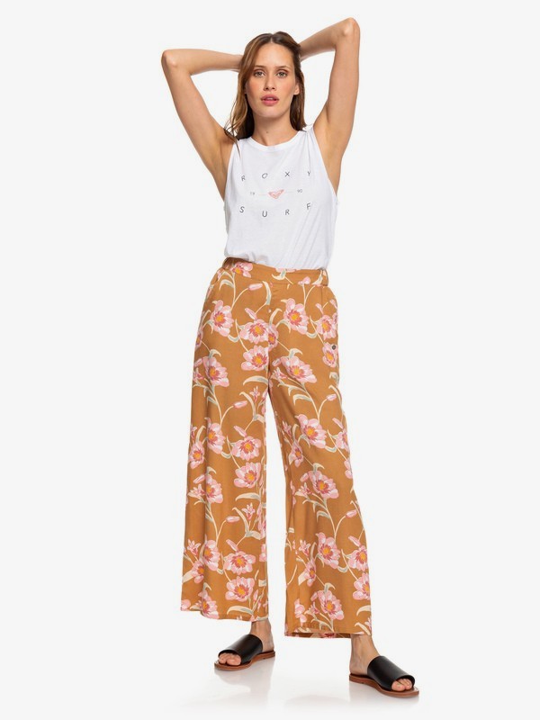 roxy, Midnight Avenue Wide Leg Viscose Pants, CHIPMUNK SURFIN LOVE (cmw6) 0 Midnight Avenue Wide Leg Viscose Pants Brown ERJNP03227 Roxy