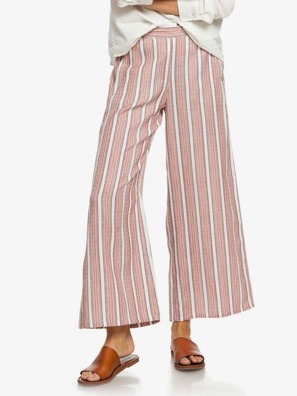 roxy, Midnight Avenue Striped Wide Leg Pants, AMERICAN BEAUTY MULTISTRIPES (rpy5) 0 Midnight Avenue Striped Wide Leg Pants Red ERJNP03230 Roxy