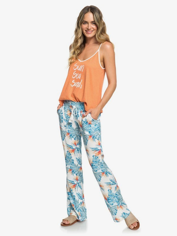 roxy, Oceanside Beach Pants, MARSHMALLOW MIDNIGHT PARADISE (xwwg) 0 Oceanside Beach Pants White ERJNP03235 Roxy