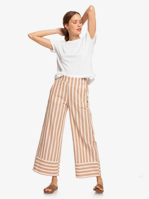 roxy, Wild Ideas Wide Leg Linen Pants, SNOW WHITE RETRO (wbk5) 0 Wild Ideas Wide Leg Linen Pants White ERJNP03247 Roxy