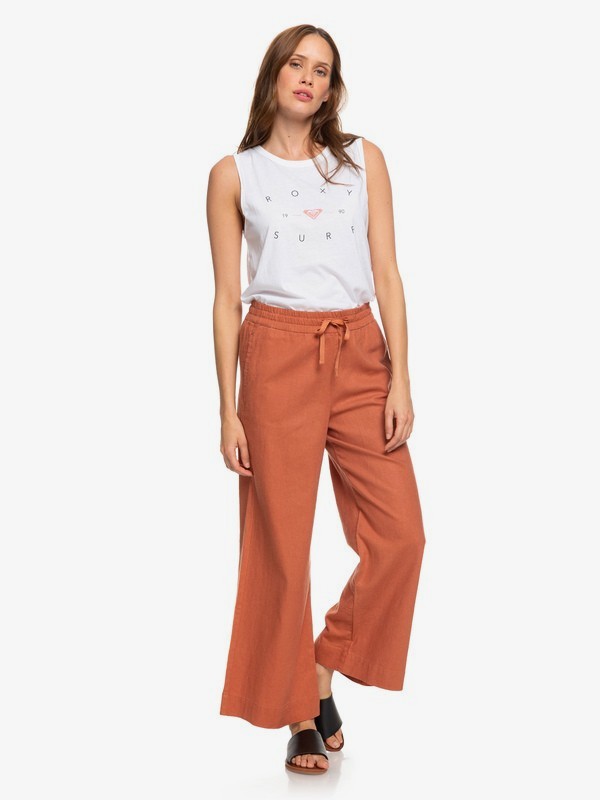roxy, Great Past Wide Leg Linen Pants, CEDAR WOOD (mms0) 0 Great Past Wide Leg Linen Pants Pink ERJNP03248 Roxy