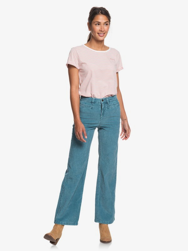 roxy, Discover People Corduroy Flared Pants, DRAGONFLY (brb0) 0 Discover People Corduroy Flared Pants Blue ERJNP03263 Roxy
