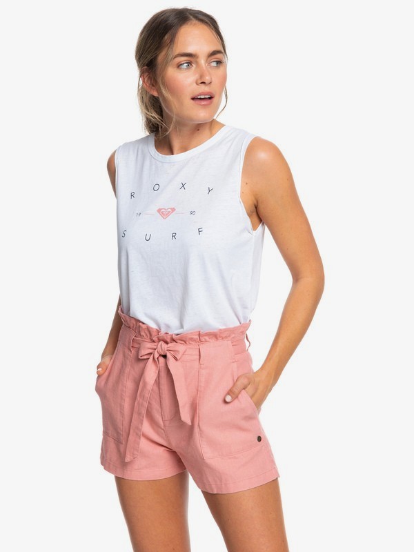 roxy, Chic And Elegance Linen Shorts, ROSETTE (mhw0) 0 Chic And Elegance Linen Shorts Pink ERJNS03225 Roxy