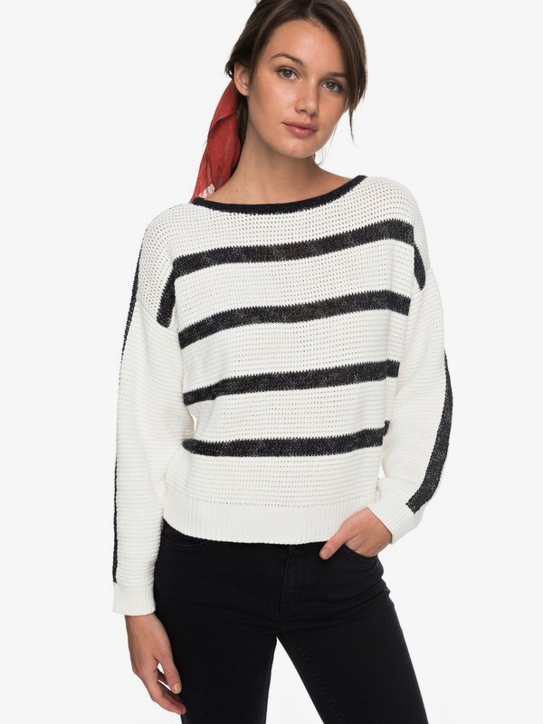 roxy, Balmy Nights - Pull col rond pour Femme, MARSHMALLOW (wbt0) 0 Balmy Nights - Pull col rond pour Femme Blanc ERJSW03243 Roxy