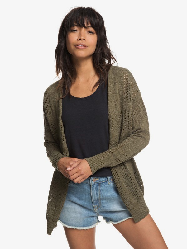 roxy, Summer Bliss Cardigan, BURNT OLIVE (gpz0) 0 Summer Bliss Cardigan Green ERJSW03260 Roxy