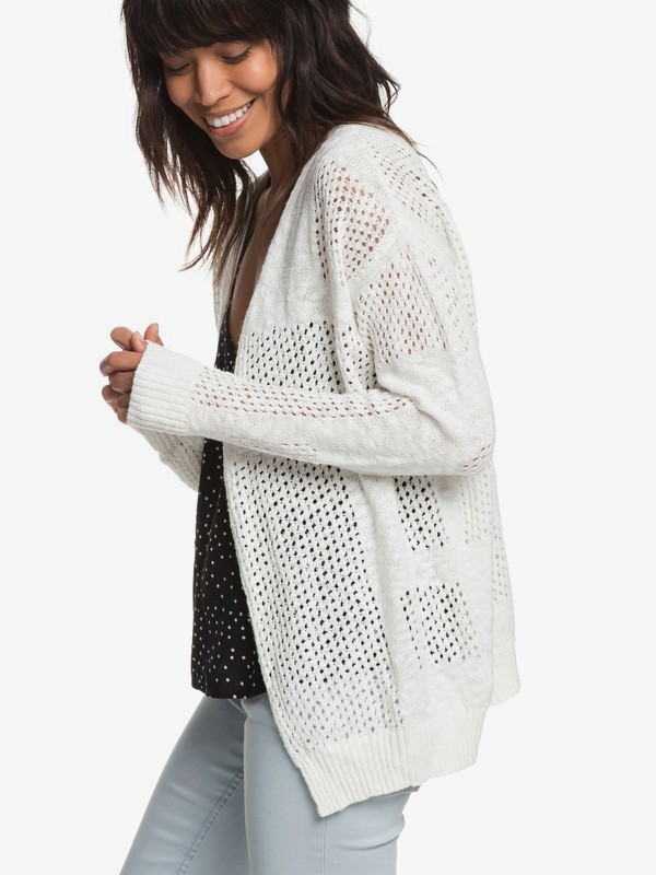roxy, Summer Bliss Cardigan, MARSHMALLOW (wbt0) 0 Summer Bliss Cardigan White ERJSW03260 Roxy