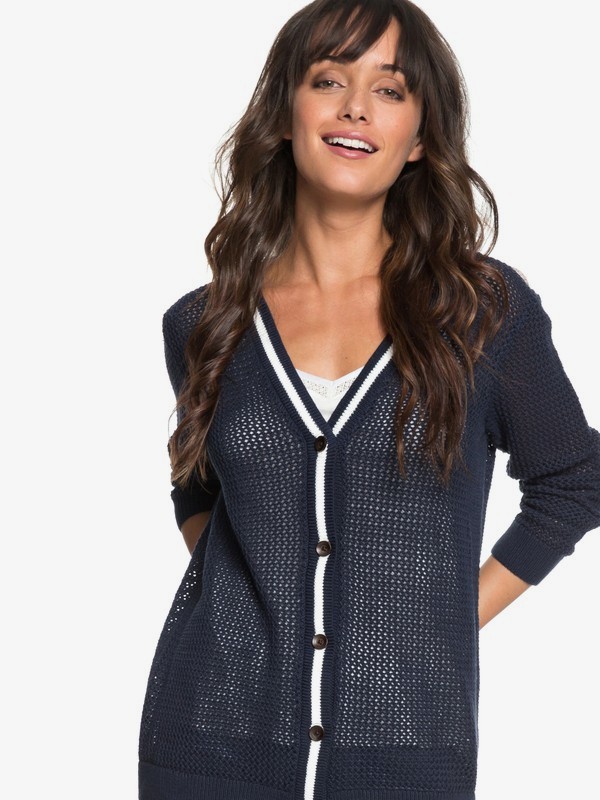 roxy, City Escape Knitted Cardigan, DRESS BLUES (btk0) 0 City Escape Knitted Cardigan Blue ERJSW03281 Roxy