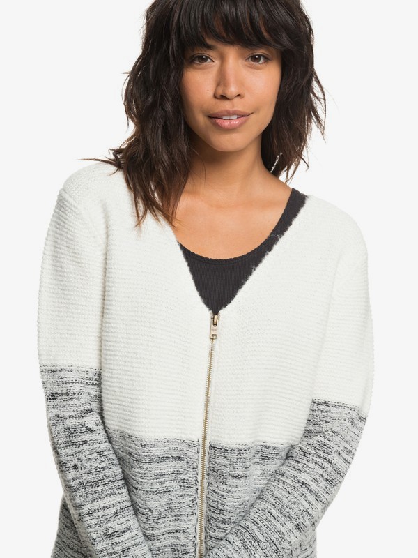 roxy, The Way Of Craft - Cardigan con zip da Donna, MARSHMALLOW (wbt0) 0 The Way Of Craft - Cardigan con zip da Donna White ERJSW03288 Roxy