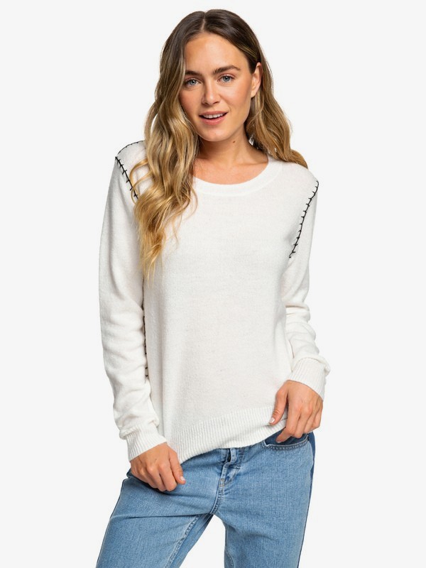 roxy, Times Run Fast - Pull col rond pour Femme, MARSHMALLOW (wbt0) 0 Times Run Fast - Pull col rond pour Femme Blanc ERJSW03293 Roxy