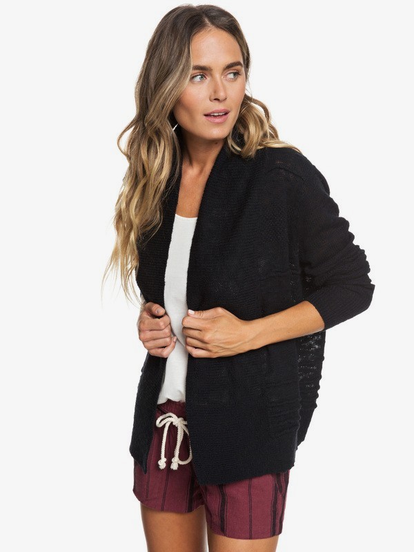 roxy, Ready To Travel Knitted Cardigan, TRUE BLACK (kvj0) 0 Ready To Travel Knitted Cardigan Black ERJSW03298 Roxy