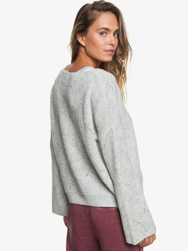roxy, See You In Bali Bell Sleeve Sweater, HERITAGE HEATHER (sgrh) 0 See You In Bali Bell Sleeve Sweater Grey ERJSW03300 Roxy