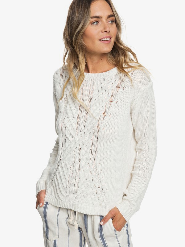 roxy, Glimpse Of Romance Sweater, MARSHMALLOW (wbt0) 0 Glimpse Of Romance Sweater White ERJSW03302 Roxy