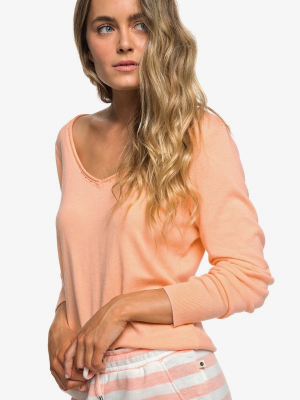 roxy, Soho Coffee Break - Pull col V pour Femme, SALMON (mfg0) 0 Soho Coffee Break - Pull col V pour Femme Rose ERJSW03317 Roxy
