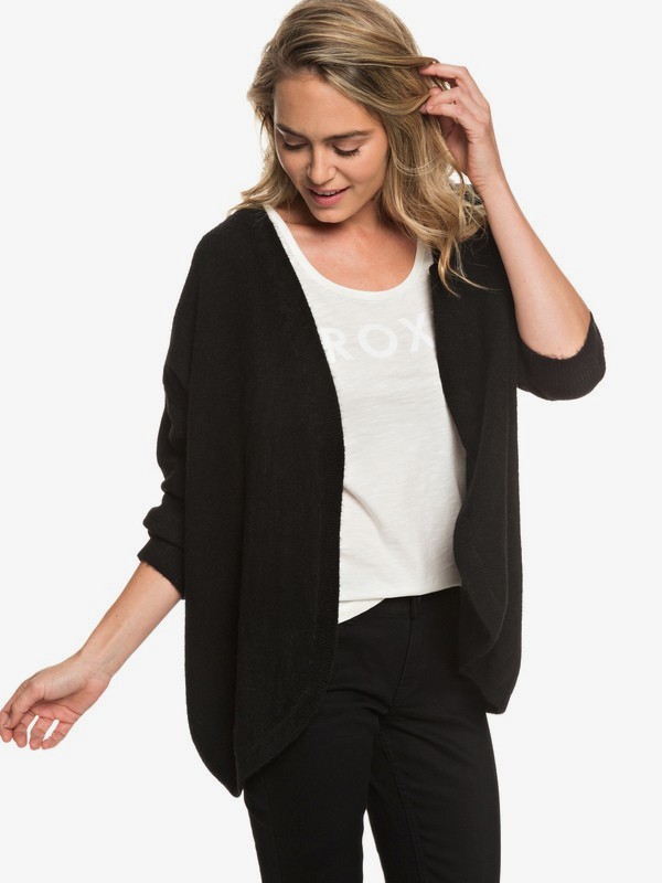 roxy, Delicate Mind Drop Shoulder Cardigan, TRUE BLACK (kvj0) 0 Delicate Mind Drop Shoulder Cardigan Black ERJSW03325 Roxy