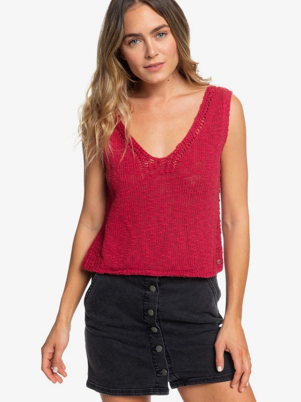 roxy, Blooming Season Knitted Tank Top, DEEP CLARET (rqh0) 0 Blooming Season Knitted Tank Top Red ERJSW03342 Roxy