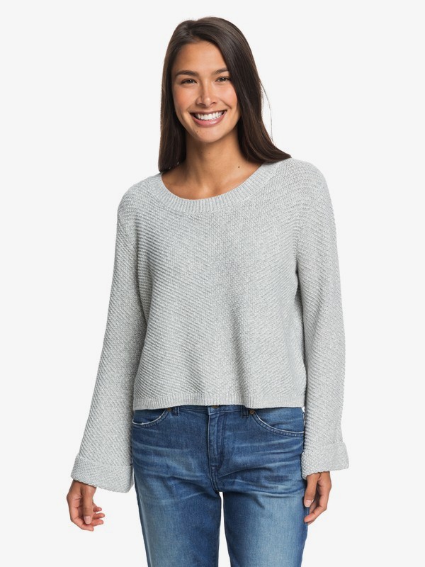 roxy, Sorrento Shades Flared Sleeve Sweater, HERITAGE HEATHER (sgrh) 0 Sorrento Shades Flared Sleeve Sweater Grey ERJSW03343 Roxy
