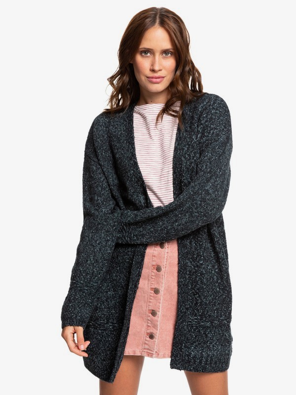 roxy, Positano By Night Longline Cardigan, ANTHRACITE (kvj0) 0 Positano By Night Longline Cardigan Black ERJSW03349 Roxy